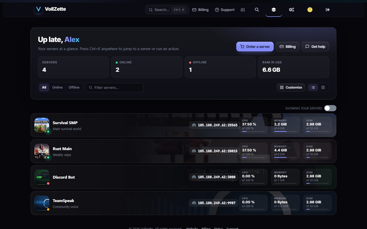 All your servers at a glance