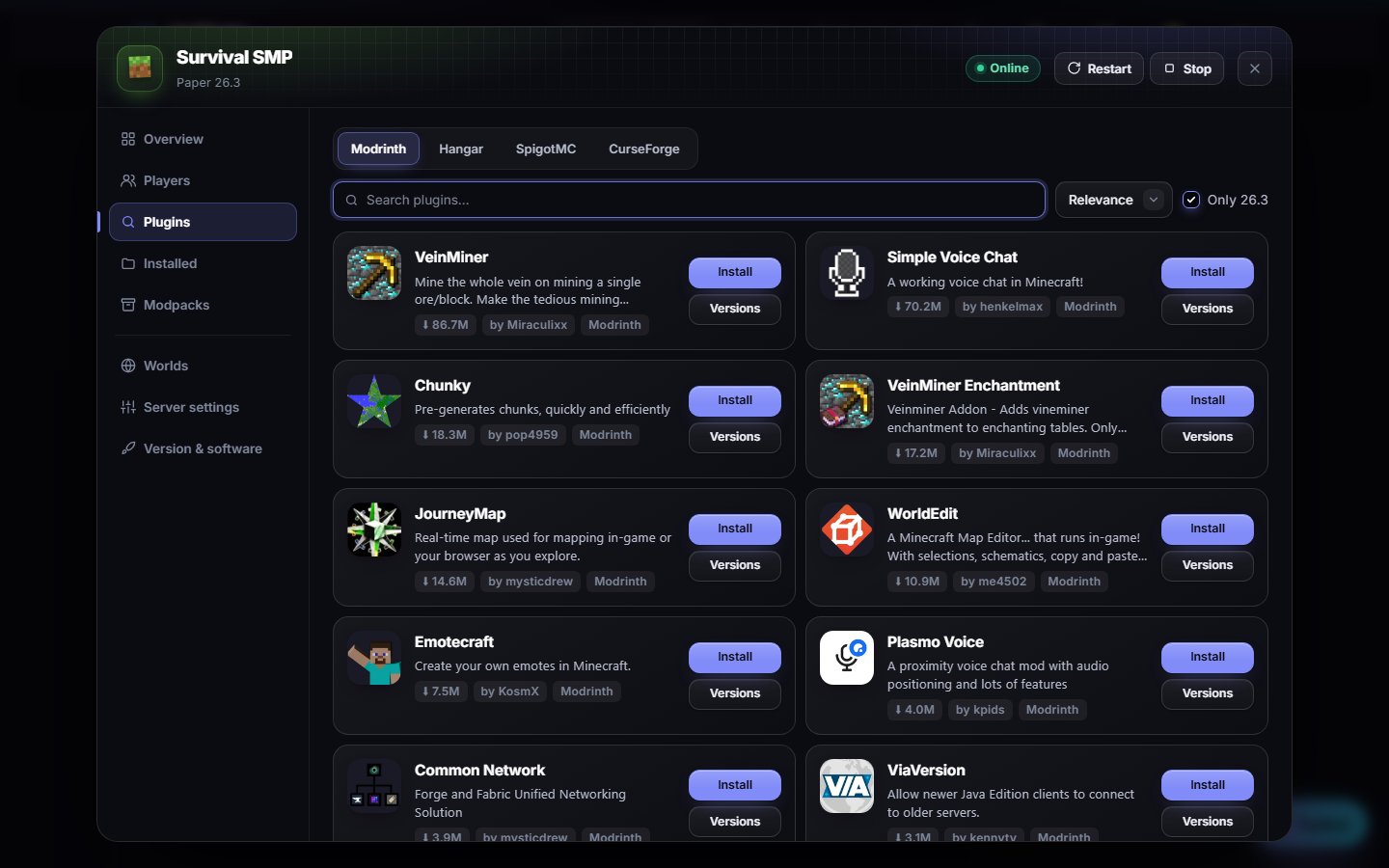 One-click plugins, mods and modpacks